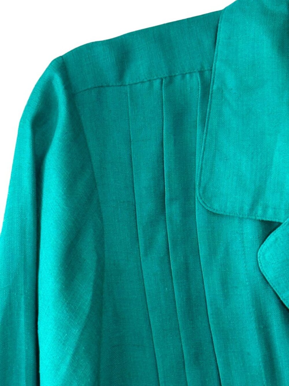 Vintage Evan Picone Petites Teal Button Front Pleated Blouse Top Size 4 - Picture 6 of 14